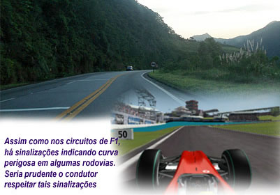 Comparação entre uma entrada segura em curva tanto na Fórmula 1 como numa rodovia - by Carro de F1 - F1 Challenge Loguin e rodovia by Nali Grilo 