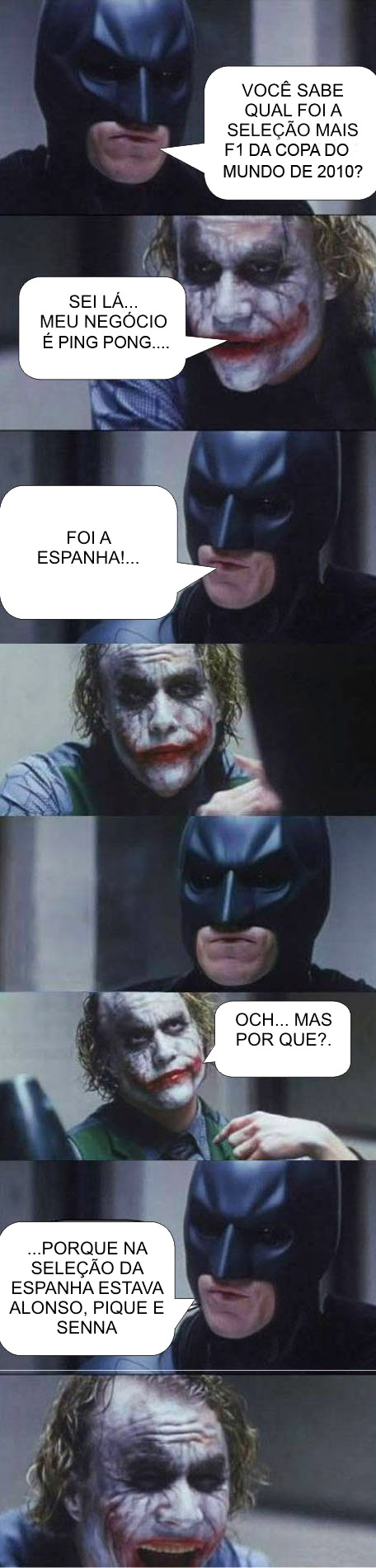 Charge de Fórmula 1: Batman e coringa contando piadas
