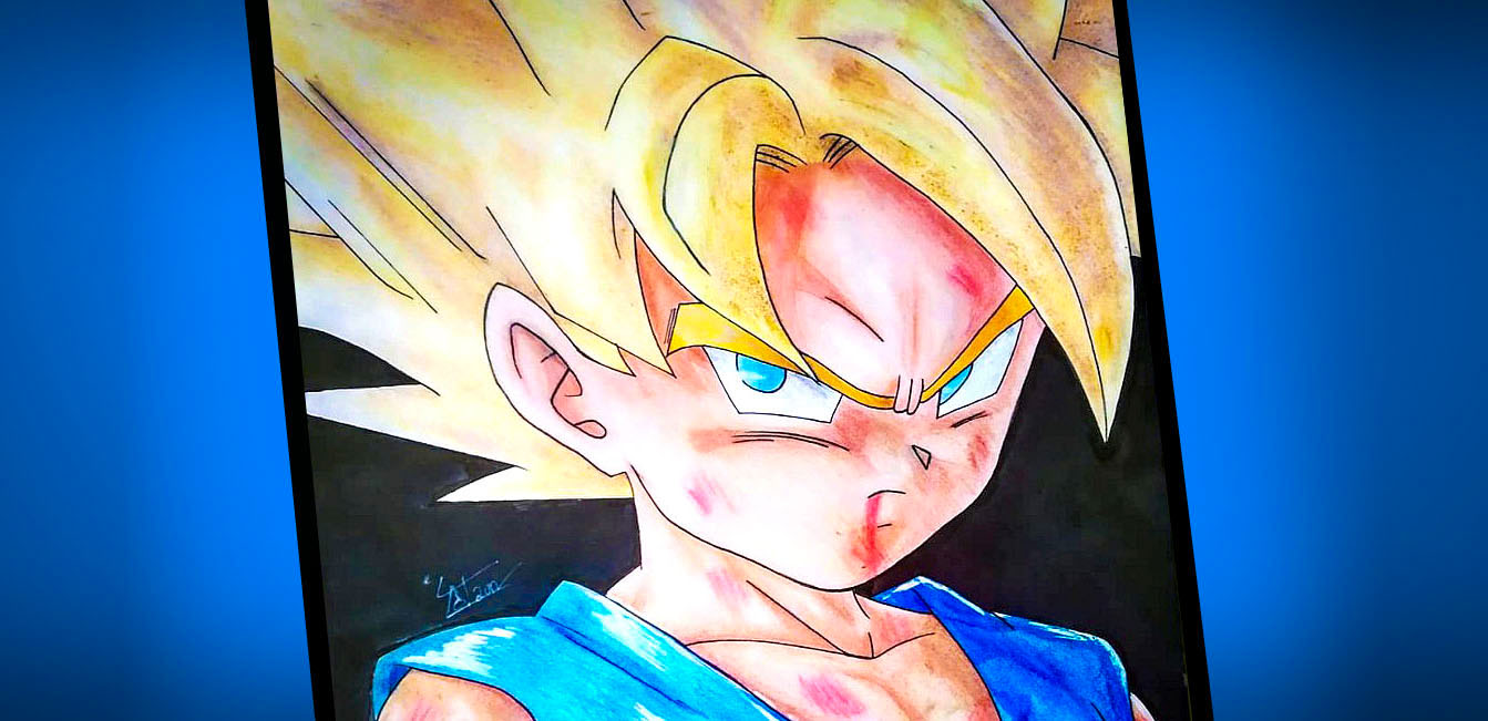 Desenho do goku realista.Como video no meu canal abiezer art