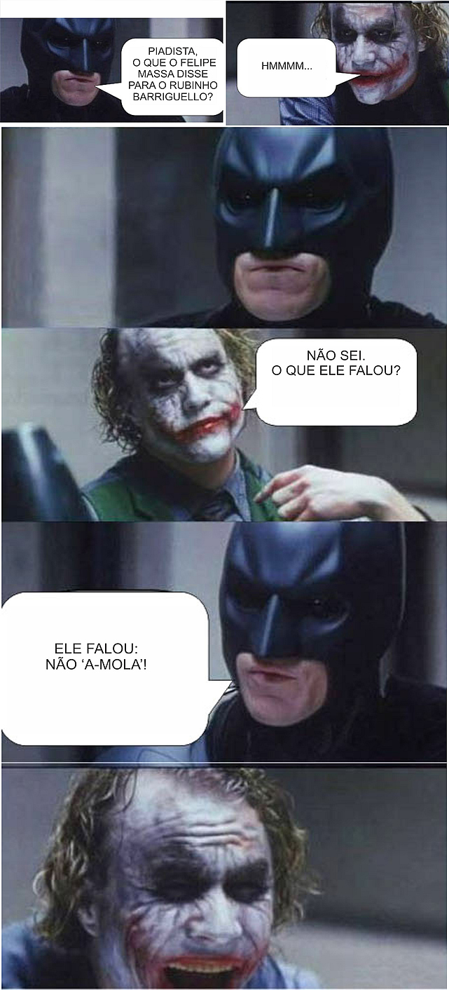 Charge do Batman, contando uma piada de Fórmula 1
